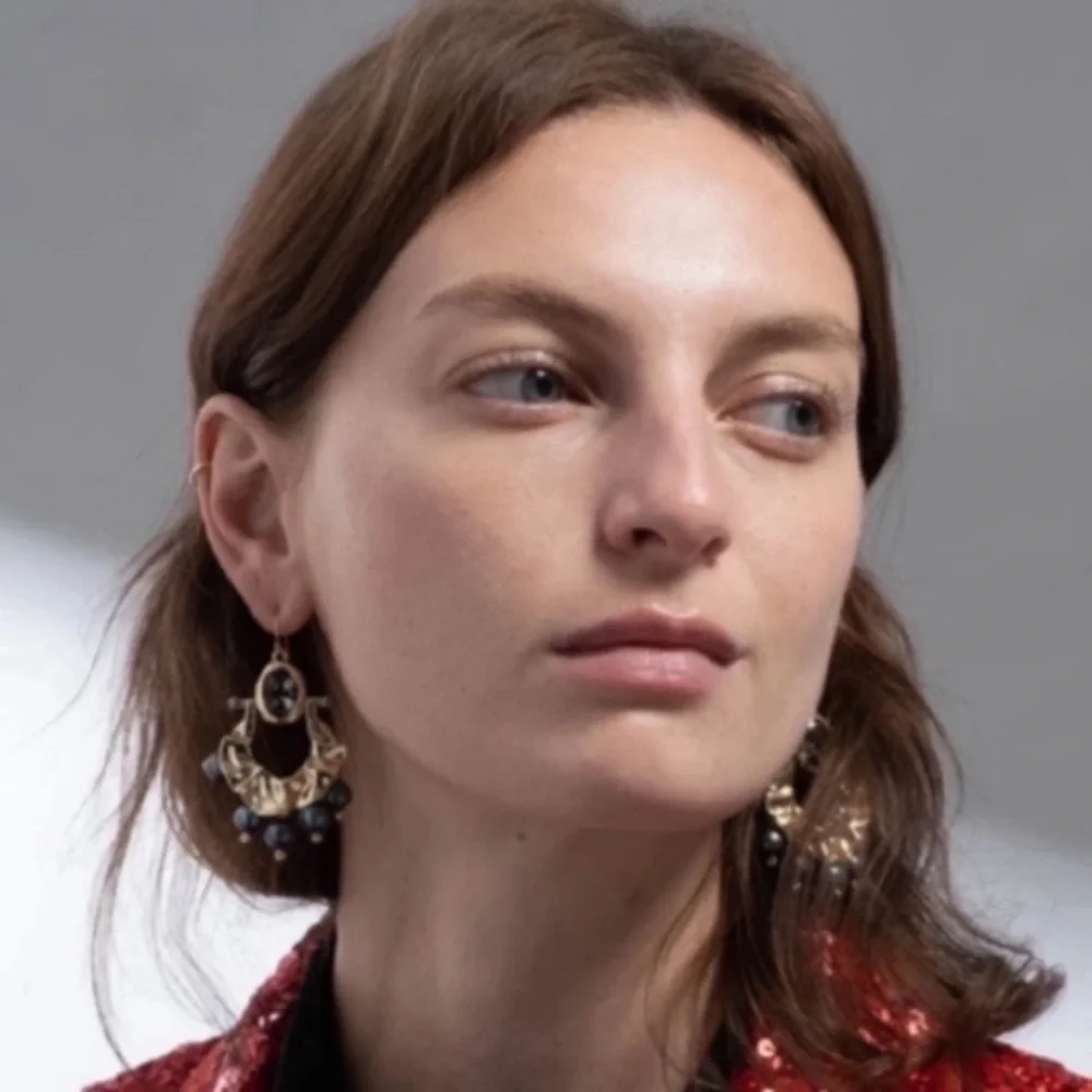 ALEXIS BITTAR • New Pearl Studded Crumpled Swinging Byzantine Drop Earrings - Picture 12 of 16